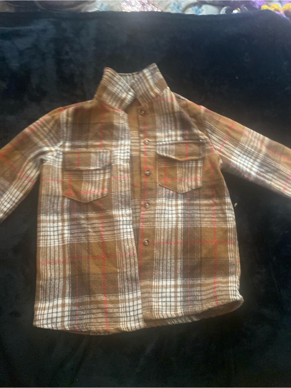 SHEIN Brown Plaid Button-Down Shirt for Kids